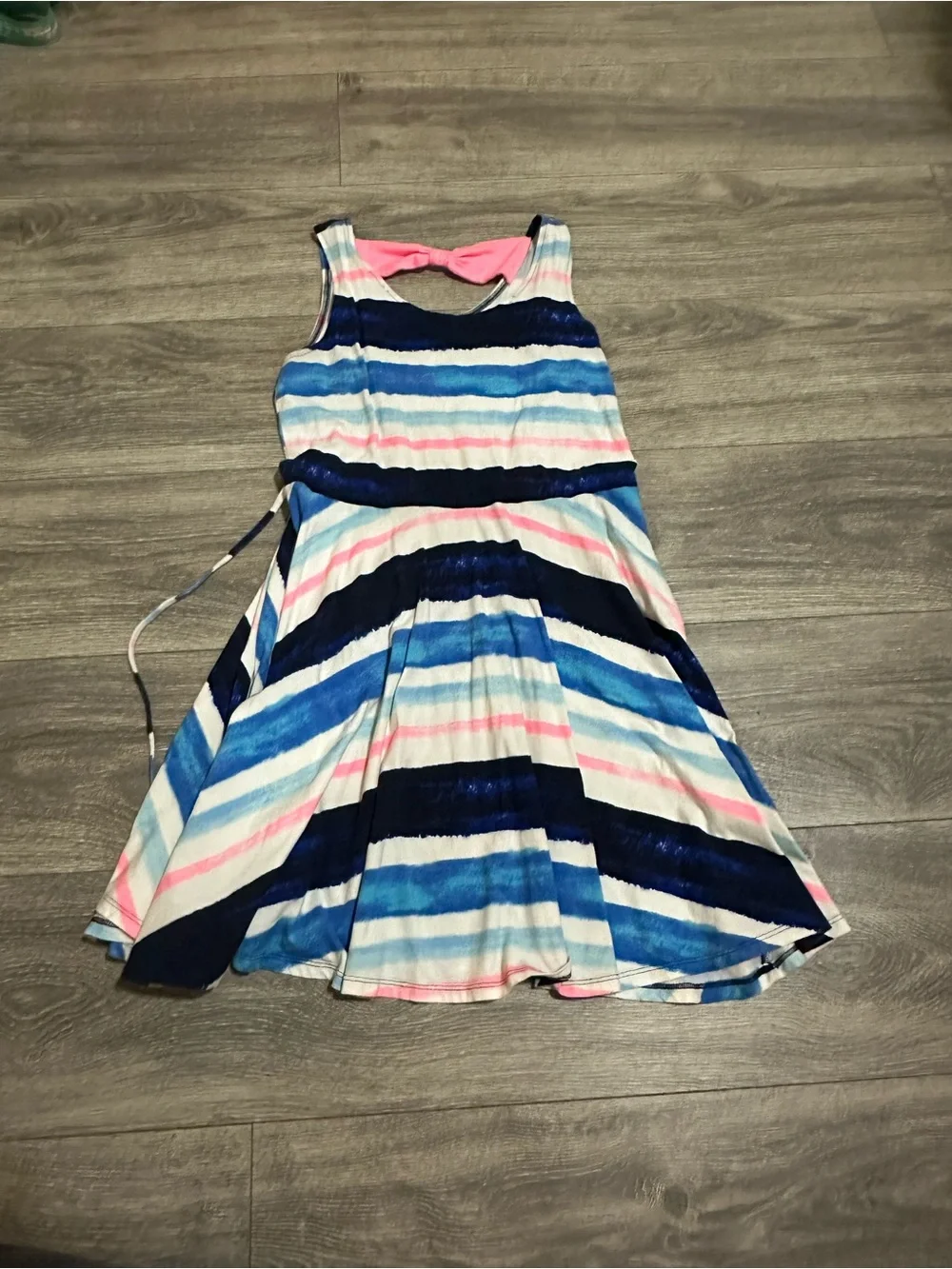 Justice Striped Knit Dress in Navy, Light Blue & Pink